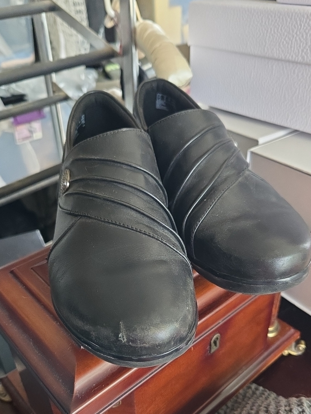 Clarks's Black Slip-On Comfort Loafers